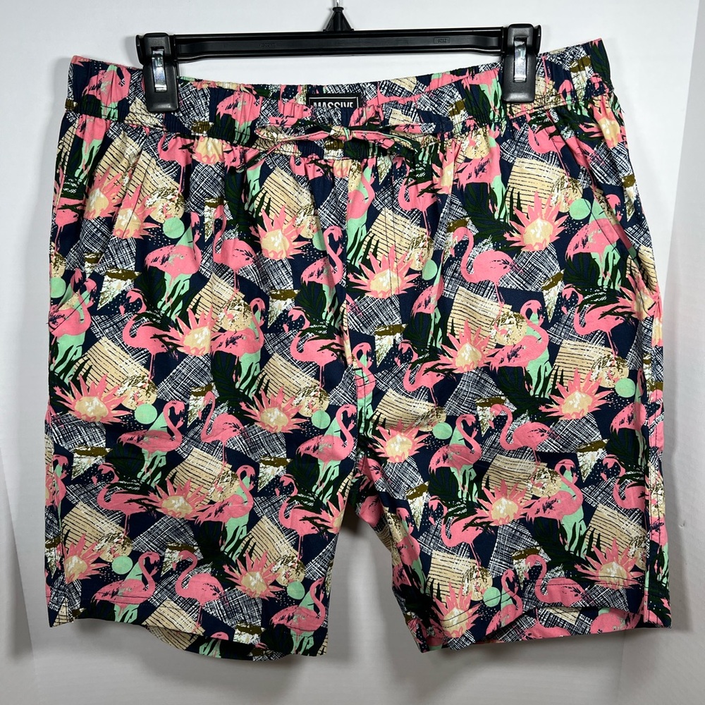Super Massive Flamingo Print Board Shorts - Men’s Large